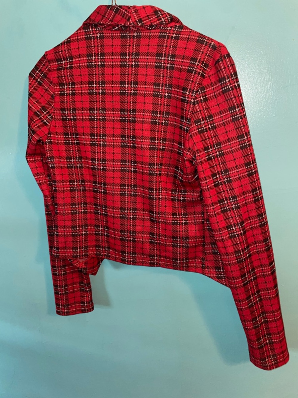 TOP Moda Red Plaid Open-Front Blazer - Picture 5 of 8